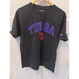 Mens Tulsa Hurricanes Champion Gray Graphic Tee T Shirt Heavyweight Logo Sz Med